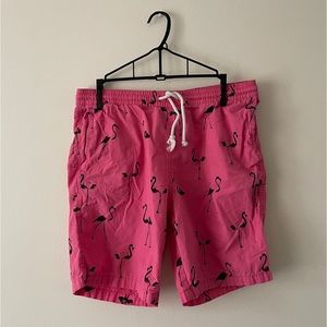 H&M pink flamingo shorts size Small S. Tiny stain on pants.
